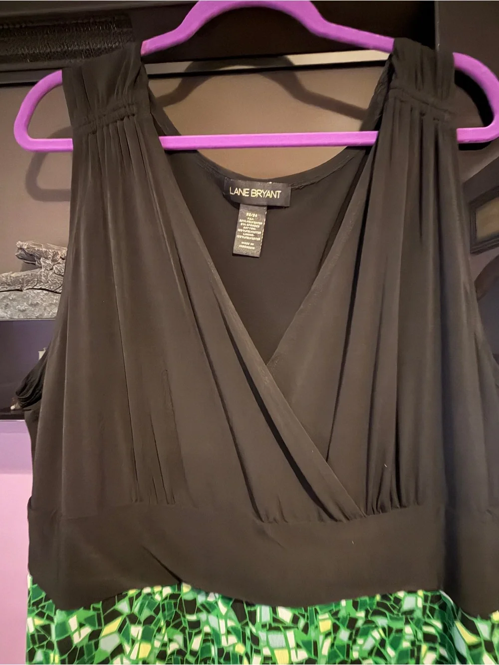 Lane Bryant Black Bodice Green Mosaic Maxi Dress - Picture 2 of 2